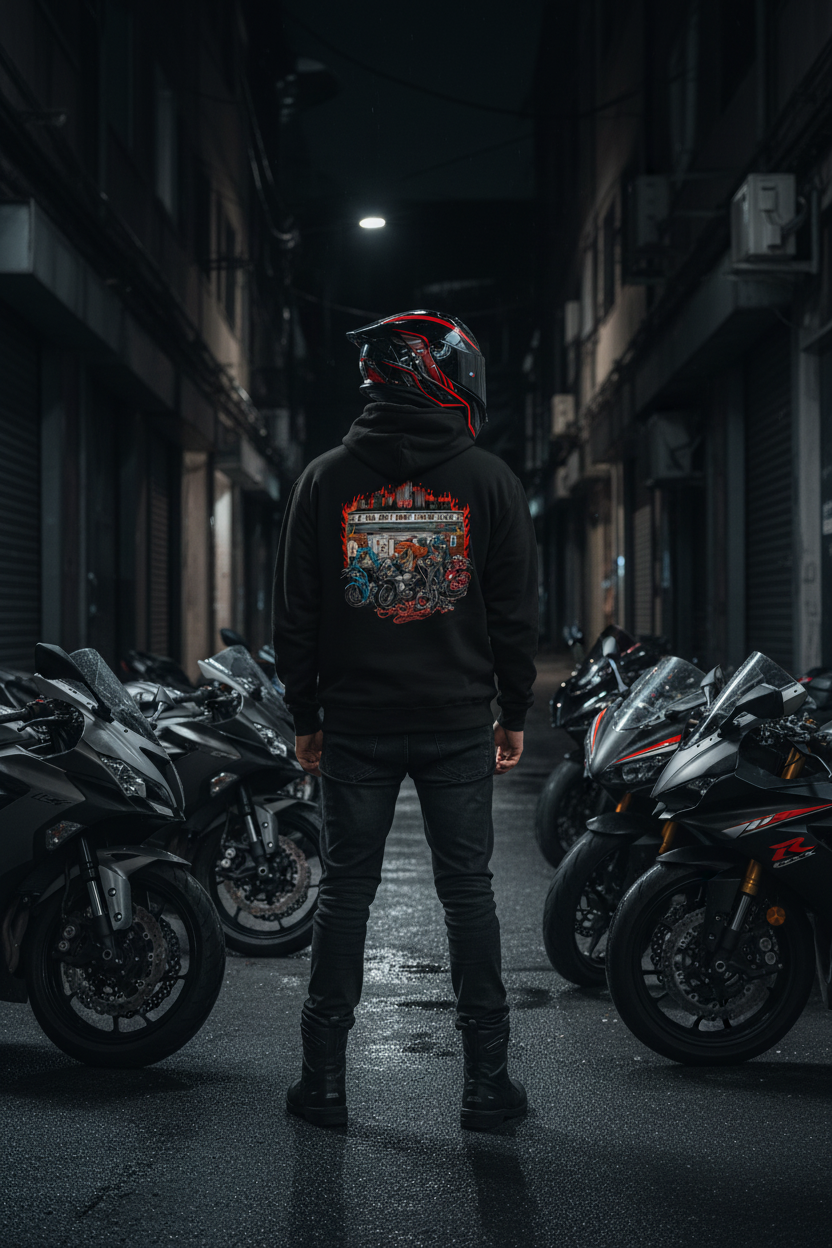 7-11 Black Hoodie Back - Bike Life