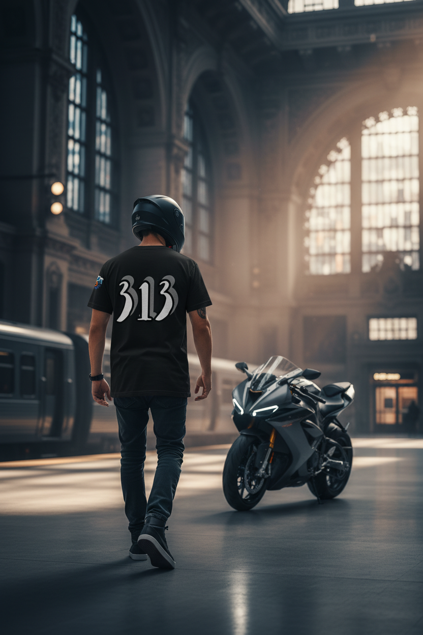 Back view - walking with helmet