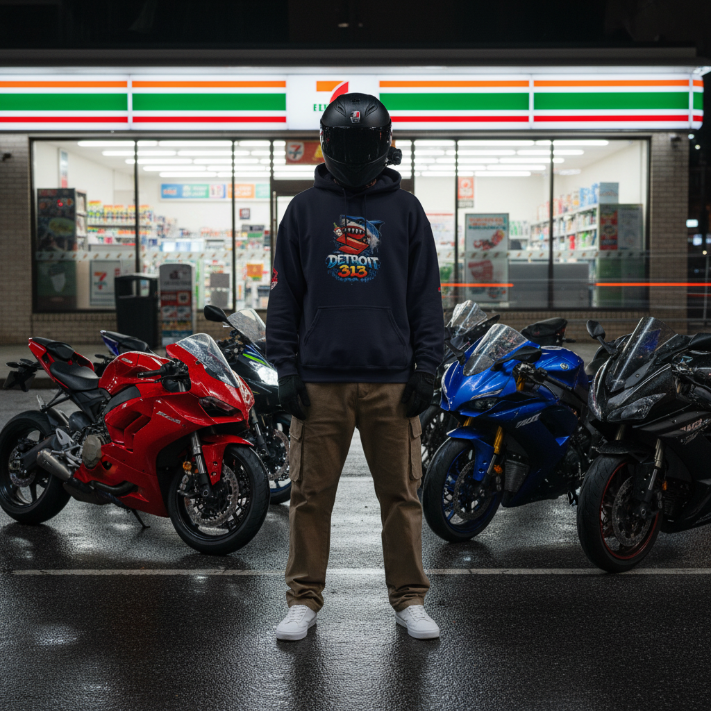 Shark Bite Hoodie Front Bike Life