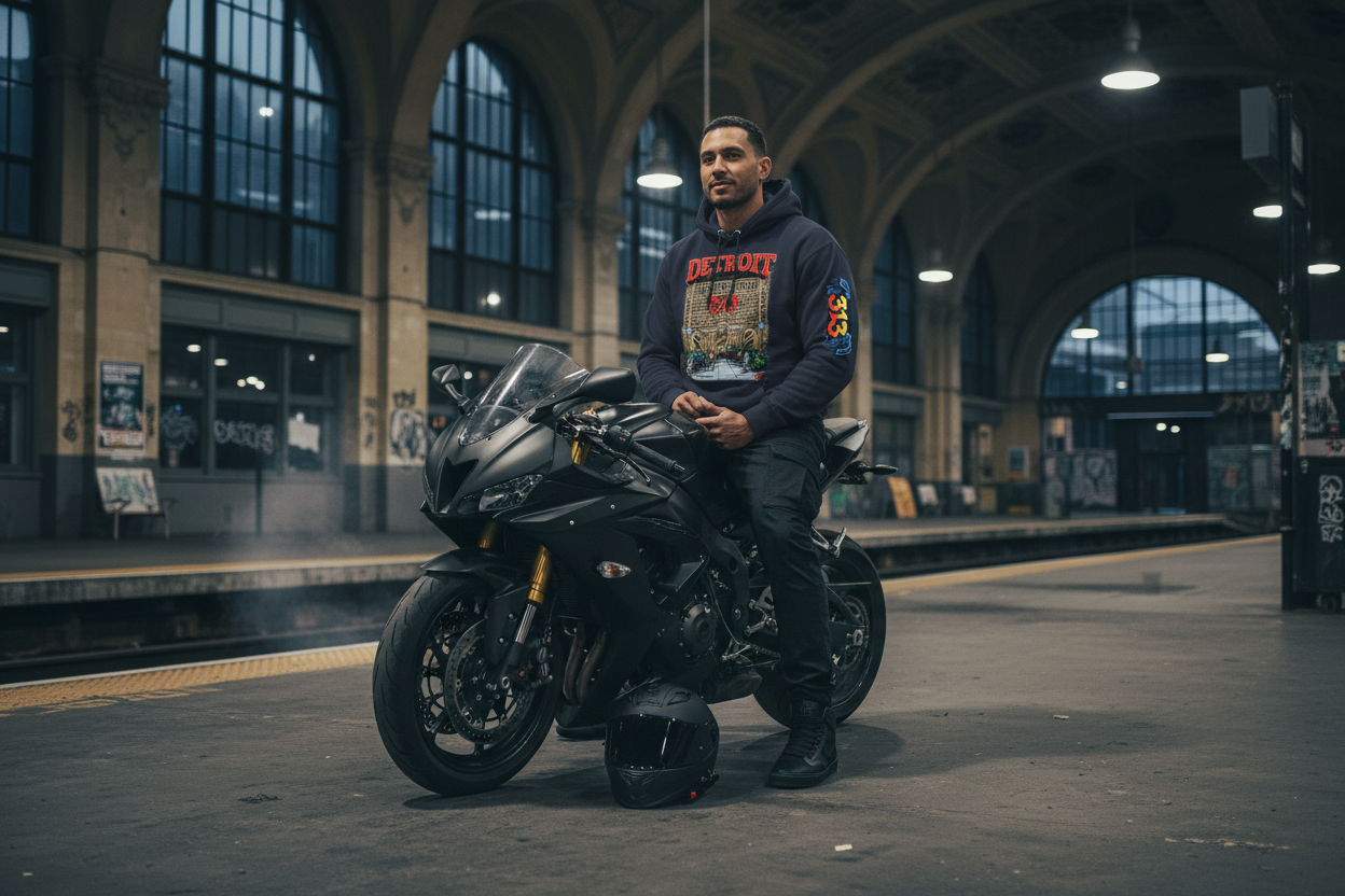 Variation 4 - Sitting on parked bike